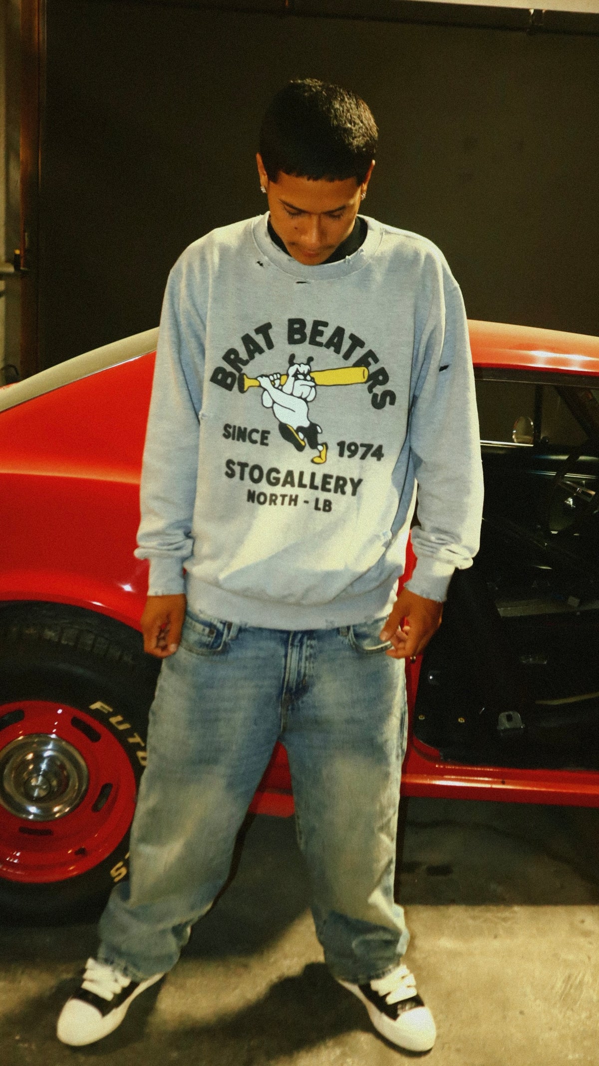 S.T.O GALLERY “Brat beaters” Distressed Crewneck