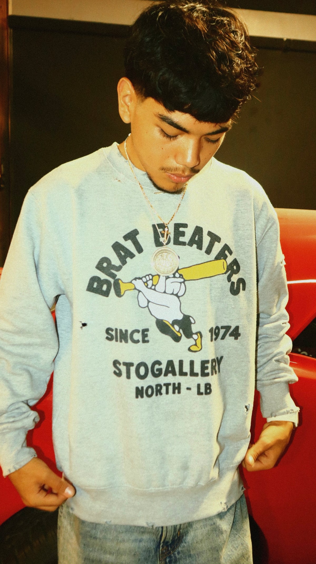 S.T.O GALLERY “Brat beaters” Distressed Crewneck